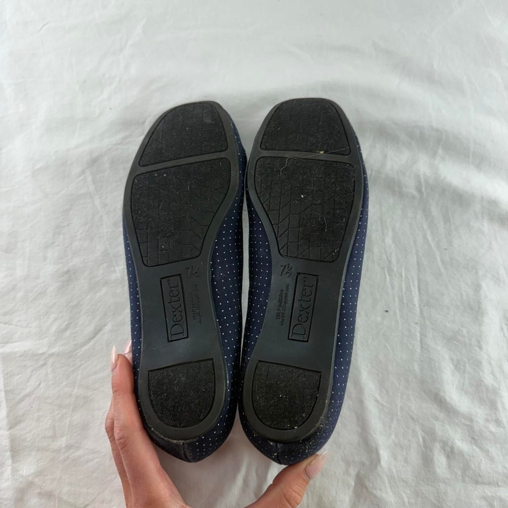 Dexter Navy Blue Polka Dot Ballet Flats Bow Womens 7.5 Y2k Retro Ballet Twee - Picture 6 of 8